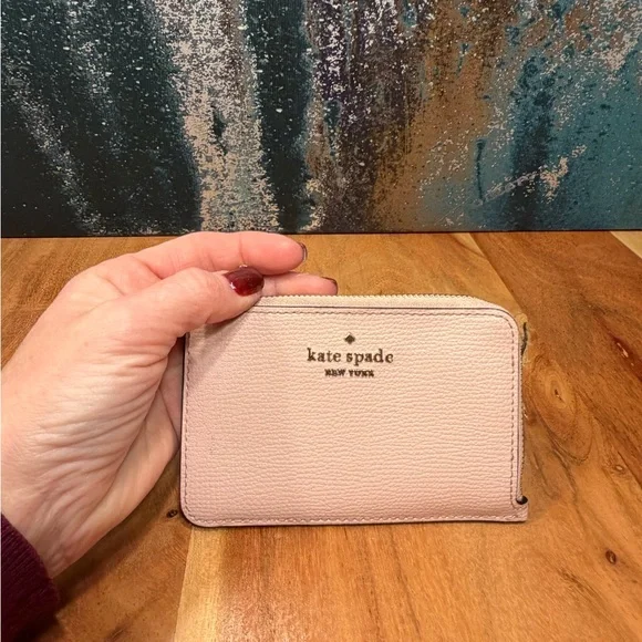 Kate Spade Minimalist Darcy Medium L-Zip Leather Card Holder Wallet-Light Fawn - Picture 4 of 10